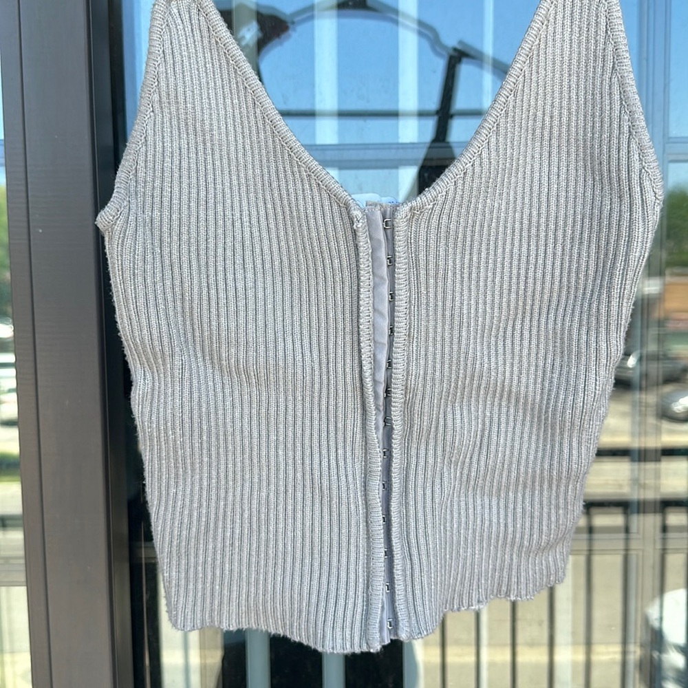 Grey zip up Zara tank top